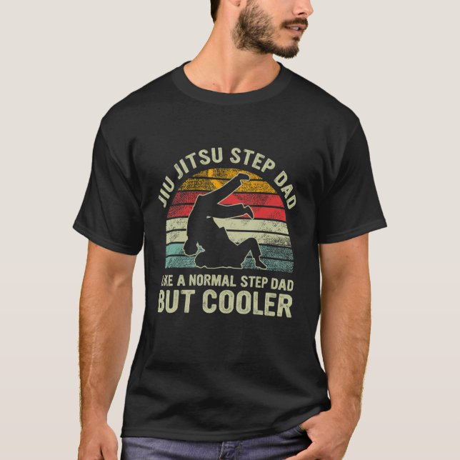 T-shirt Retro Jiu Jitsu Step Papa Comme Un Étape Normal Pa (Devant)