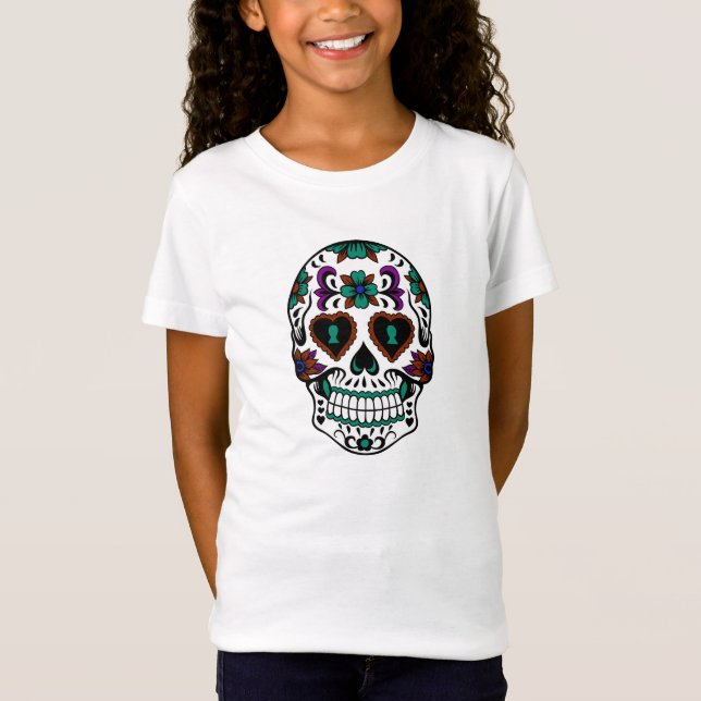 T-Shirt Rétro jour du crâne mort de sucre (Devant)
