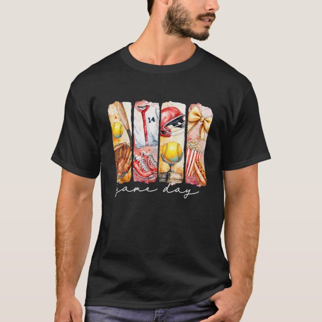 T-shirt Retro Jour Softball Coquette Bow Baseball Soft (Devant)