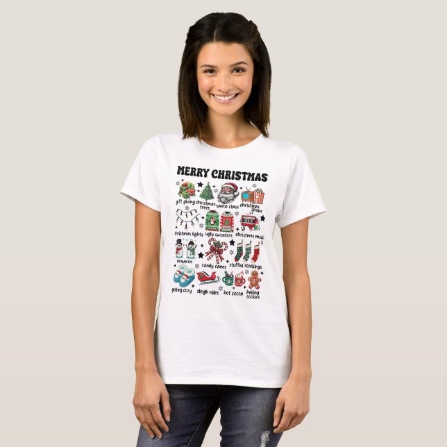T-shirt Retro Joyeux Noël Idées Cadeaux tendance (Devant entier)