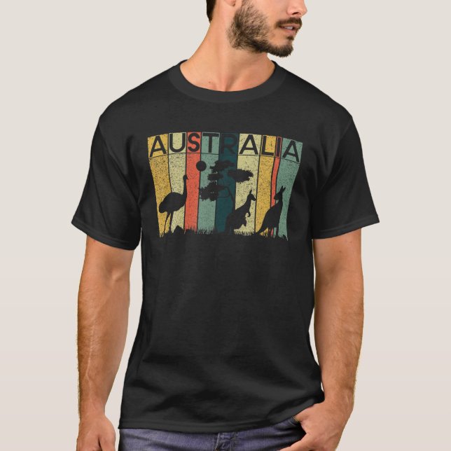 T-shirt Retro Jumping Kangaroo Australia Day Australian (Devant)