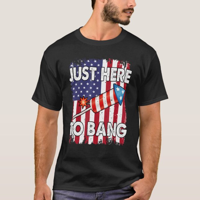 T-shirt Retro Juste Ici Pour Bang Happy 4 juillet Firecrac (Devant)