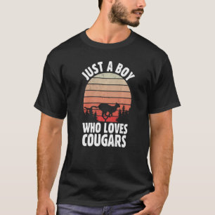 T-shirt Retro Juste Un Garçon Qui Aime Cougars Cougar Vint