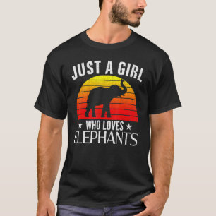 T-shirt Rétro Juste Une Fille Qui Aime Les Éléphants Eléph