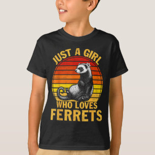 T-shirt Rétro Juste Une Fille Qui Aime Les Furets Amoureux