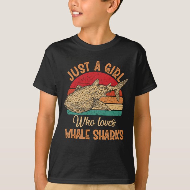 T-shirt Retro Juste Une Fille Qui Aime Les requins Baleine (Devant)