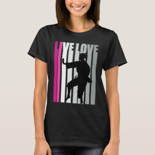 T-shirt Rétro Karaté Amour Silhouette Vive Couleurs