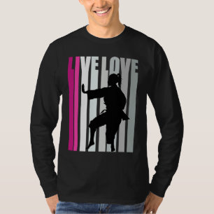 T-shirt Rétro Karaté Amour Vivre Silhouette Couleurs Color