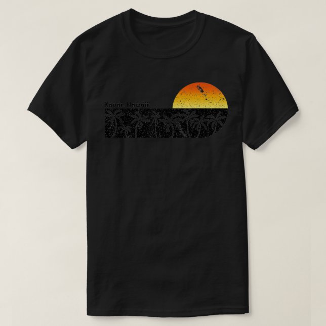 T-shirt Retro Kauai Hawaii Beach Sunset (Design devant)