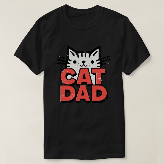 T-shirt Retro Kawaii Chat Papa (Design devant)