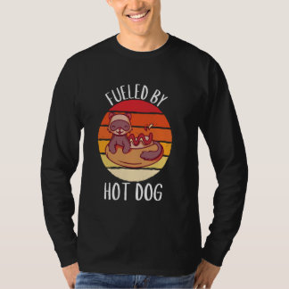 T-shirt Retro Kawaii Ferret Fueled By Hot Dog Vintage Hot 
