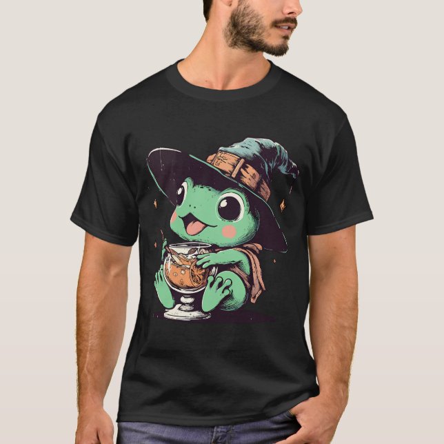 T-shirt Retro Kawaii Frog de cuisine Boire Jus d'orange (Devant)