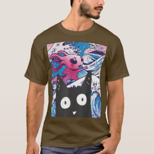 T-shirt Rétro Kitten Neko Synthwave Japon 80s Manga Haraju
