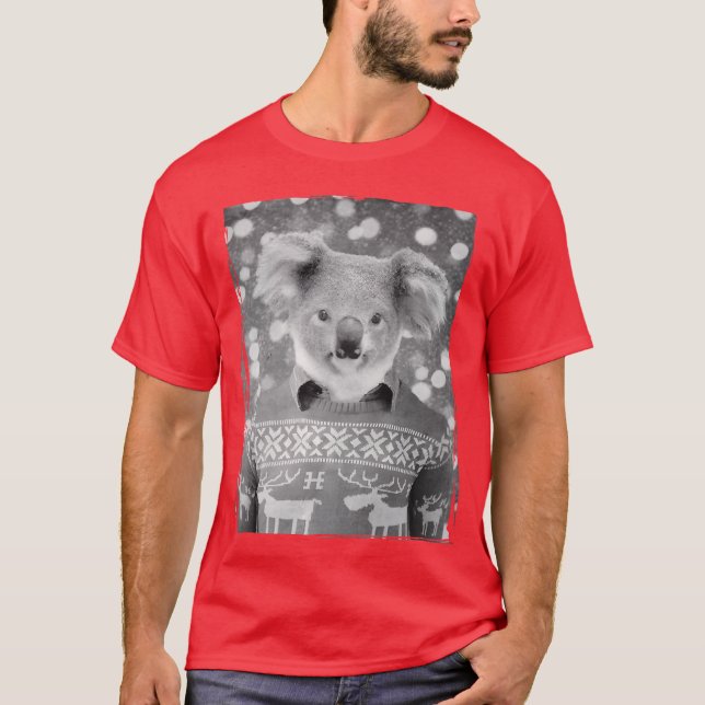 T-shirt Rétro koala de Noël (Devant)