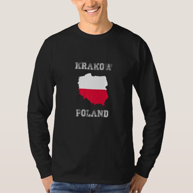 T-shirt Retro Krakow Poland Distressed Poland Flag   (Devant)