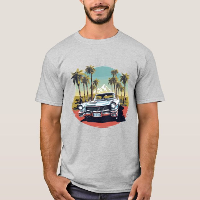 T-shirt Retro LA Style Classic Vintage Car (Devant)