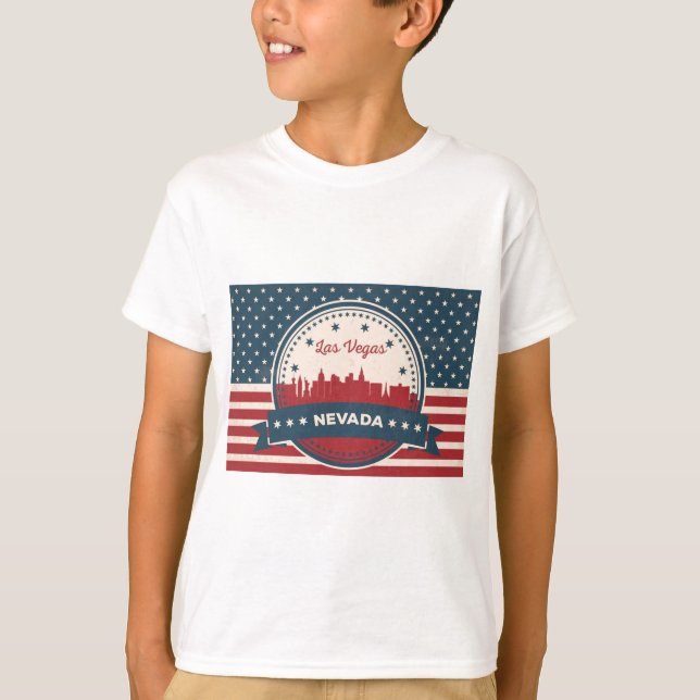 T-shirt Retro Las Vegas Skyline (Devant)