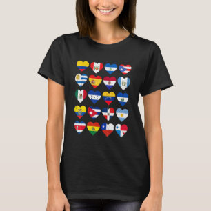 T-shirt Retro Latin Tous les pays Coeur Drapeau Héri hispa