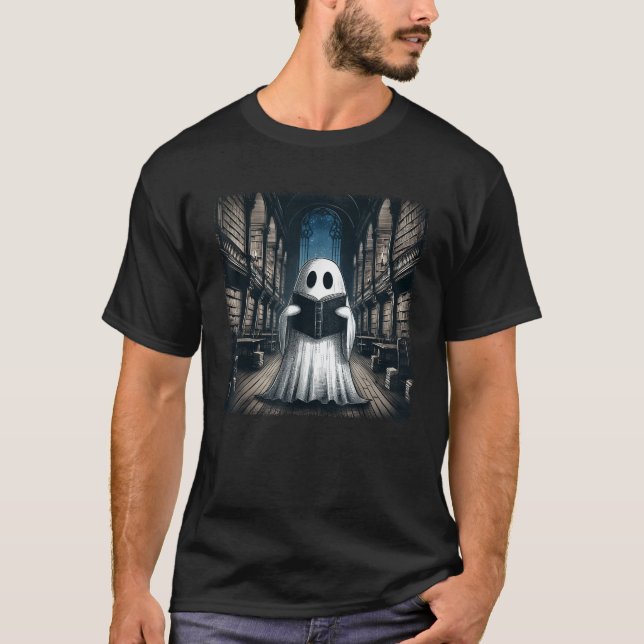 T-shirt Retro Lecture Ghost Library Halloween Librairie Bo (Devant)