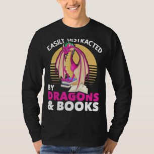T-shirt Retro Lecture Livre Imaginaire Dragon Livre Dragon