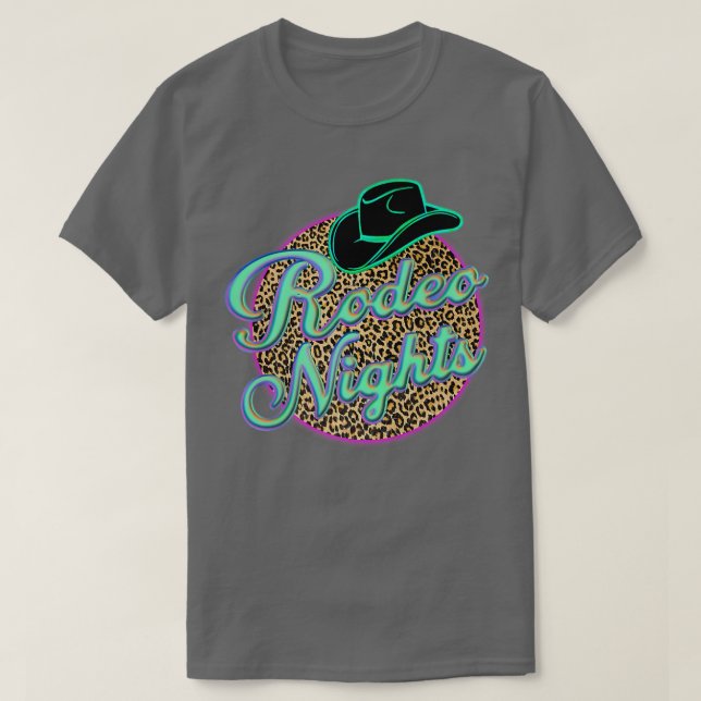 T-shirt Retro Leopard Cowboy Hat Rodeo Night Western Count (Design devant)