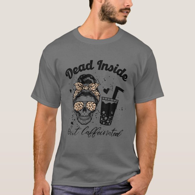 T-shirt Retro Leopard Messy Bun Skull Funny Citation de ca (Devant)