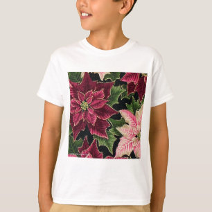 T-shirt Rétro les années 50 Poinsettia Bourgogne rose