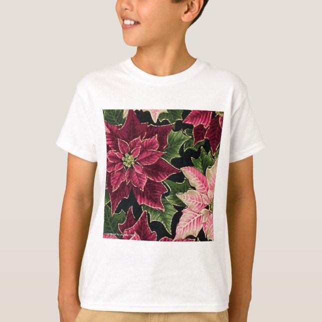 T-shirt Rétro les années 50 Poinsettia Bourgogne rose (Devant)