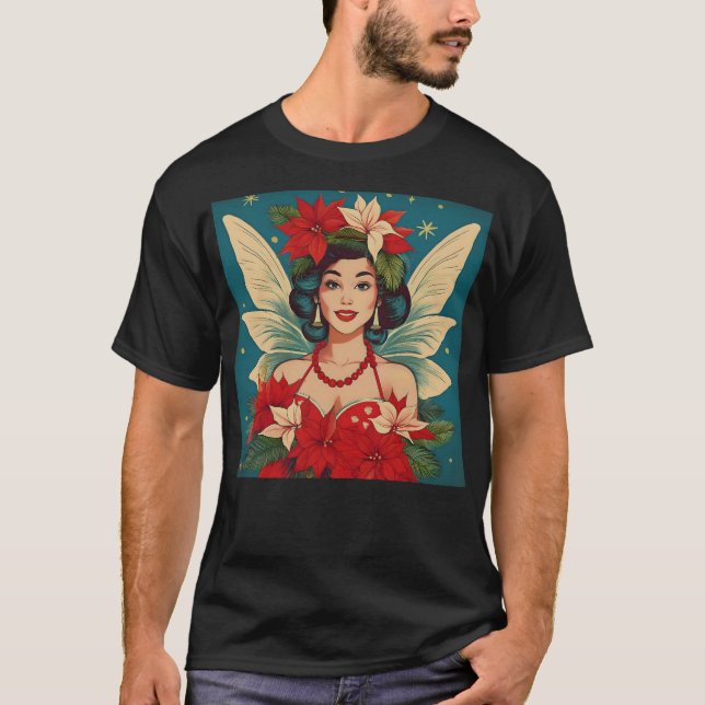 T-shirt Retro les années 50 Tropical Christmas Pin-Up Beau (Devant)