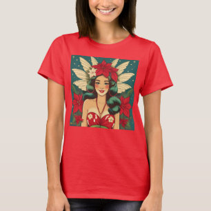 T-shirt Retro les années 50 Tropical Christmas Pin-Up Girl