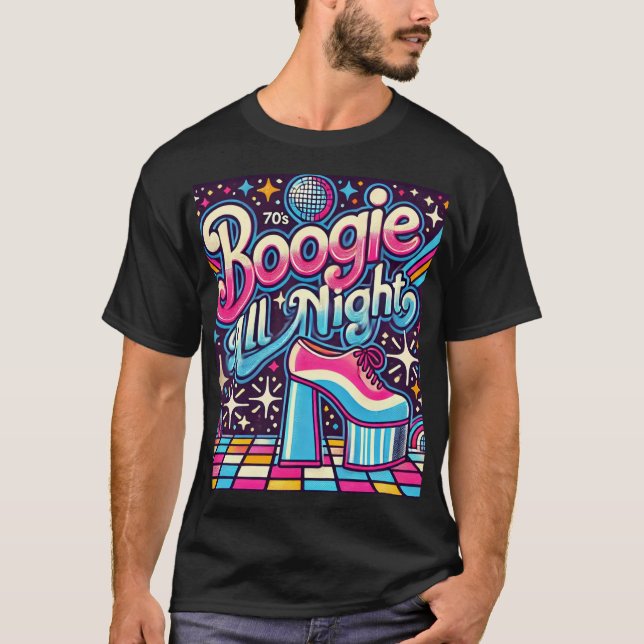 T-shirt Retro les années 70 Boogie Tous les soirs Disco-Th (Devant)
