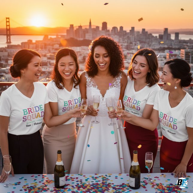 T-shirt Rétro les années 70 Bride Squad Bridesmaid Nom Bac (Créateur téléchargé)