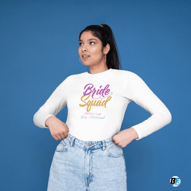 T-shirt Rétro les années 70 Bride Squad Bridesmaid Nom Bac (Créateur téléchargé)