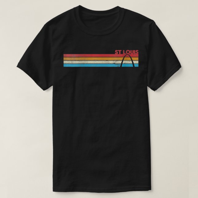 T-shirt Retro les années 70 Rainbow Stripe St Louis Arch D (Design devant)