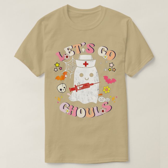T-shirt Rétro Let's Go Ghouls Halloween Ghost Cost (Design devant)