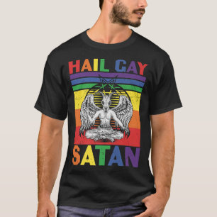 T-shirt Retro LGBT Rainbow Flag Hail Gay Satan LGBT Goth G
