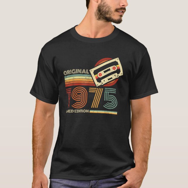 T-shirt Retro Limited Edition 1975 Bande de cassette 50e (Devant)