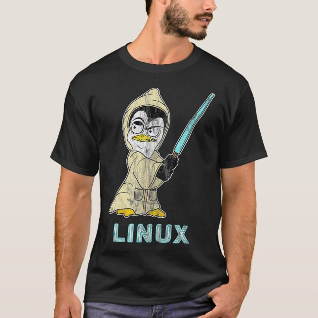 T-shirt Retro Linu Penguin pour Linu Admin et Hacker (Devant)