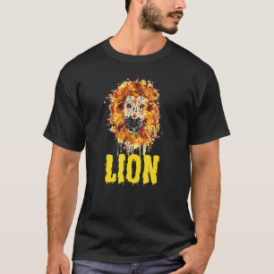 T-shirt Retro Lion Imprimer visage Portrait Aquarelle Pein