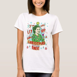 T-shirt Rétro Lit de Noël drôle buvant la femme d'humour