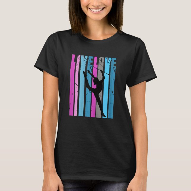 T-shirt Retro Live Love Rhythmic Gymnastics Silhouette Col (Devant)