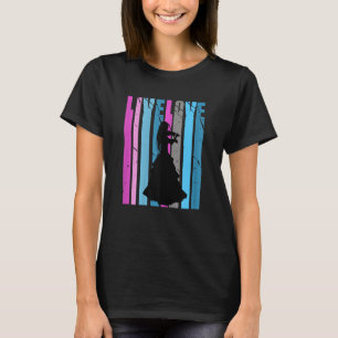 T-shirt Retro Live Love Violon Silhouette Couleurs Joue Da