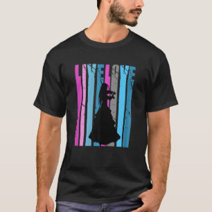 T-shirt Retro Live Love Violon Silhouette Couleurs Joue Da