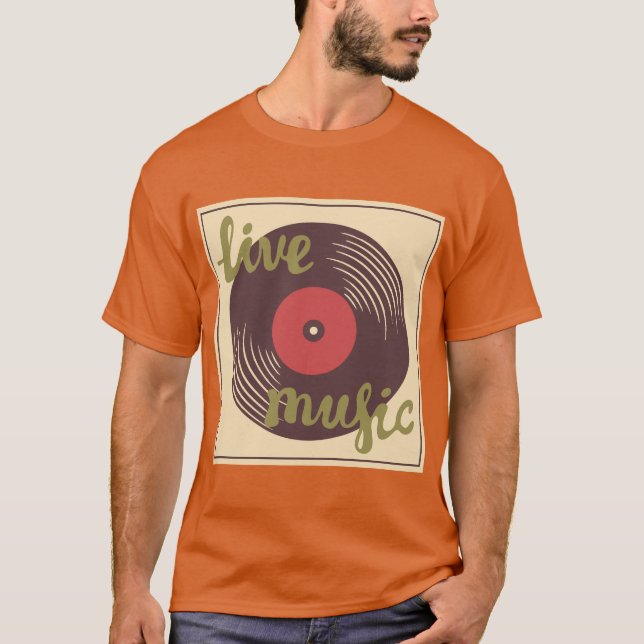 T-shirt Retro Live Music Vinyl Record (Devant)