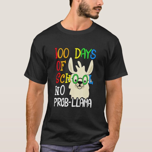 T-shirt Retro Llama & Alpaca Lovers Cute 100 Days Of Schoo (Devant)