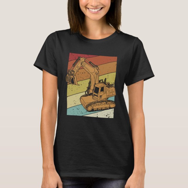 T-shirt Rétro Loader Backhoe de conduite hydraulique Excav (Devant)