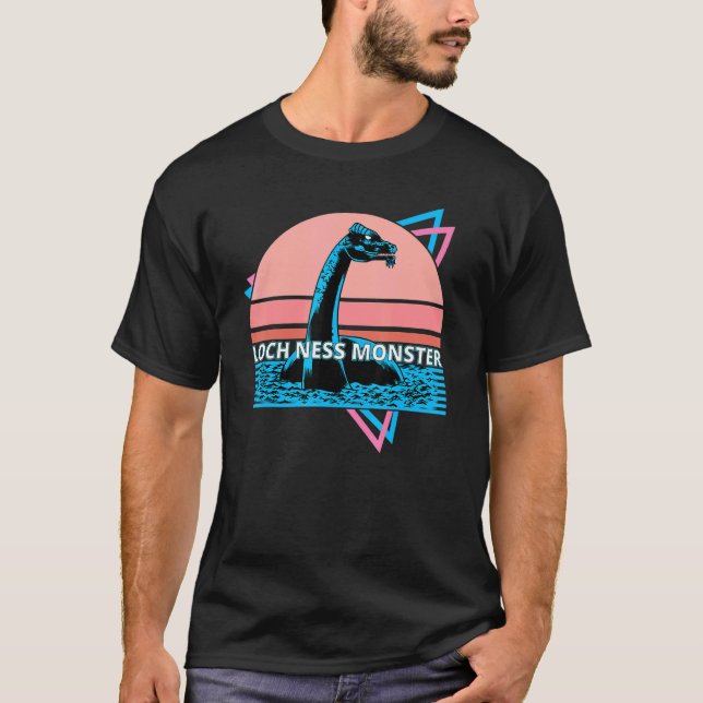 T-shirt Retro Loch Ness Monster Cryptid  Nessie Vaporwave (Devant)
