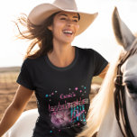 T-shirt Rétro look néon des années 70 boule disco enterrem<br><div class="desc">Faites un voyage dans les années 70 et faites la fête côté sauvage avec ce design rétro boule à facettes « Bachelorette Disco Party » en rose, bleu électrique et comprenant du texte en tons rose et argent avec des étoiles en tons rose, bleu et argent (pas en feuille) -...</div>