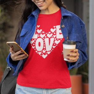 T-shirt Retro Love Heart Red femmes Valentines Day