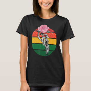 T-shirt Retro Love Squelette main tenant esthétique Ros ro